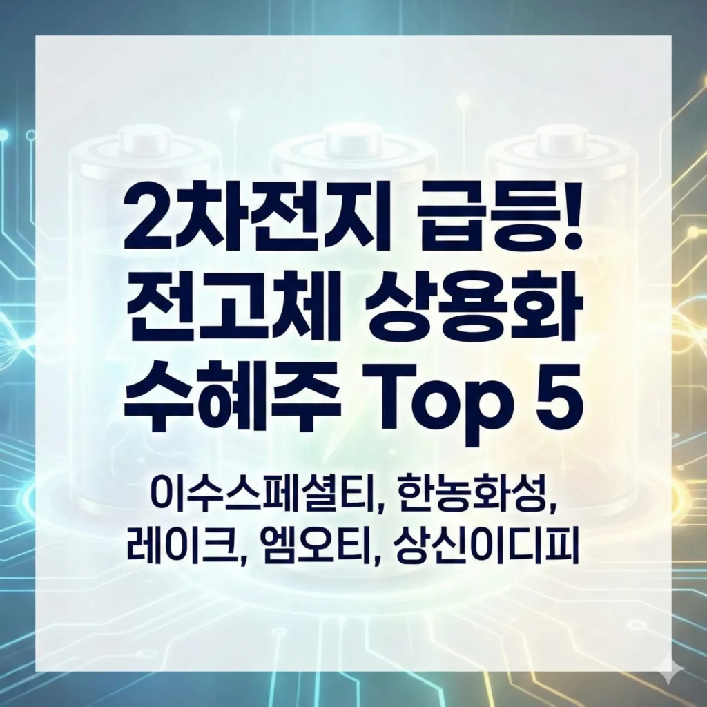 2차전지 관련주 급등 분석: 전고체 상용화와 핵심 수혜주 탑픽